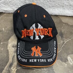 New York Yankees Hat Cap Strap Back Mens MLB Baseball Embroidered NY Orange Blac